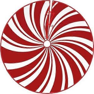 Jupe de sapin de Noël à tourbillons rouges, 122 cm, motif canne de Noël double tourbillon rouge et blanc, tapis de sapin, décorations pour intérieur et extérieur, fêtes de fin d'année - Neuf