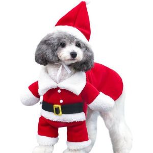 Pet Costumes De No&euml;l Pour Chien Costume Avec Cap Santa Claus Costume De Chien Hoodies Chat De No&euml;l Costumes De Partie De Costume De La Chaleur En Hiver (M) - Neuf