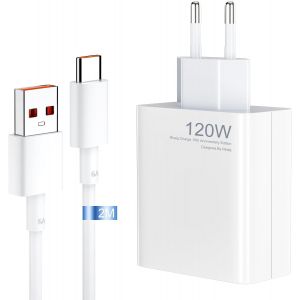 JGD-XiaoMi Chargeur rapide 120 W pour XiaoMi 14, 13, 12, 13t, 12t, Redmi Note K70, K60, K50, 12, 11ProPlus, Black Shark 3, 4, 5, Poco F4, 2M 6A USB Type C C&acirc;ble - Neuf