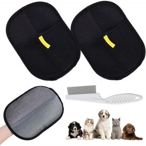 Jgd-Lot De 2 Gants De Toilettage Pour Animaux De Compagnie - Gant De Toilettage Pour Chien - Brosse Miracle &Agrave; Poils Courts Avec Brosse Pour Chat - Pour &Eacute;pilation Des Poils D'animaux De - Neuf