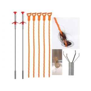 Kit de nettoyage de canalisations 7 pi&egrave;ces pour &eacute;viers, baignoires et toilettes - Neuf