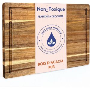Planche &Agrave; D&eacute;couper En Bois Non Toxique &iquest; Grande Planche De Cuisine En Acacia Certifi&eacute;e Fsc, Sans Huile Min&eacute;rale, Avec Rainure Et Poign&eacute;es &iquest; - Neuf