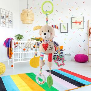 Lit bebe multifonctionnel, berceau, poussette, jouet suspendu, jouet educatif en peluche (chiot) - Neuf