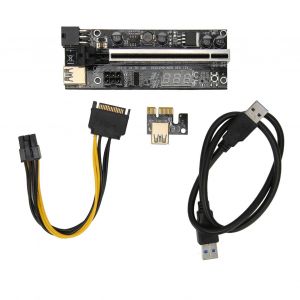 Carte adaptateur PCIe Riser 1X vers 16X, double capteur de temperature 6 broches, cordon d'alimentation USB 3.0, carte Riser pour minage, extension graphique - Neuf