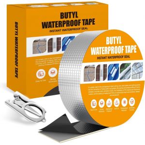 Ruban Butyle,Bande Etancheite Toiture,5cm*5m Autocollante Ruban Etancheite,1.5mm Épaisseur Bande Bitumeuse,Aluminium Rubans Adhésifs,Etanche pour Douche Plomberie Fissure de Surface - Neuf