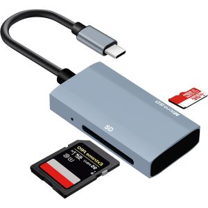 NSIECD-Lecteur Carte SD USB C, Adaptateur vers Micro SD/SDXC/SDHC, SD Card Reader Peut Lire Deux Cartes Simultanément Compatible avec iPhone 16 Plus Pro Max 15 MacBook iPad Galaxy S25 S24 - Neuf
