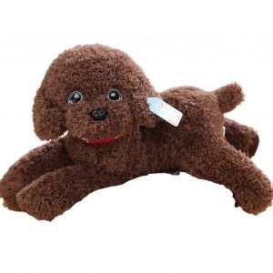 Peluche de chien de simulation enti&egrave;rement remplie, adorable poup&eacute;e animale en position couch&eacute;e, jouet en peluche de chien caniche avec collier, v&ecirc;tements, d&eacute;coration de salon [pb] - Neuf