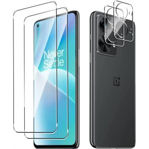 Verre Tremp&eacute; Pour Oneplus Nord 2t 5g, 2 Pi&egrave;ces Film Protection &Eacute;cran Et 2 Pi&egrave;ces Cam&eacute;ra Arri&egrave;re Protecteur, Anti Rayures - Duret&eacute; 9h Glass - Sans Bulles - Neuf