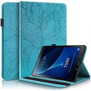 Coque Samsung Tab A6 Etui de Cuir PU Portefeuille Fente pour Carte Flip Housse avec Supporter Fonction per Samsung Galaxy Tab A 2016 10.1 Pouce SM-T580/SM-T585 Bleu - Neuf