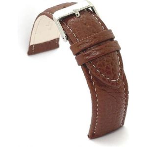 Kal-Bracelet Montre Cuir De Veau Grain Bison Style Classique Rembourré Couture Blanche Boucle Acier Tailles 12mm 14mm 16mm 18mm 20mm 22mm 24mm P206 - Neuf