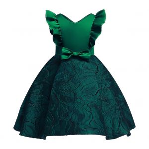 Robe De Princesse Trapeze A Manches Volantees, Couleur Unie, Pour Petite Fille, Ideale Pour Une Soiree Costumee (110) - Neuf