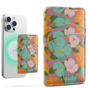 CAUC-Porte-Cartes de téléphone Magsafe Portefeuille de téléphone Fin en Cuir pour Femme avec Blocage RFID Étui pour Cartes de crédit Étui pour Cartes à l'arrière du Smartphone (Fleur) - Neuf