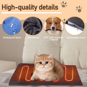 Kalanka-Haustier Heizdecke, Tapis Chauffant Pour Chats Chiens,Tapis Chauffant Chat Mit 12 Stufen Timer Und Temps& 9 R&eacute;glages Temp&eacute;rature 35-55&iquest; Temperatur,Couverture Chauffante Animaux Anti-Mordant(4 - Neuf