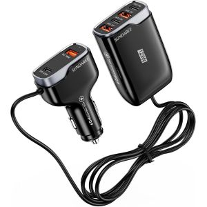 Allume Cigare Multiple USB,123W 6 Port 12V 24V Type C PD QC Chargeur Voiture Charge Rapide Automobile Prise Adaptateur pour Samsung S25 A56/Xiaomi Redmi Note 14/iPhone 17/Macbook/Dell XPS - Neuf