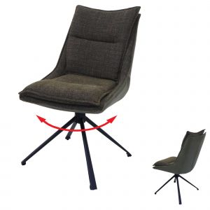 Chaise de salle &agrave; manger HWC-N71, chaise de cuisine, pivotante, tissu/textile (420g/m&sup2;) &Ouml;ko-Texvert - Neuf