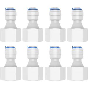 Kalanka-Lot De 8 Raccords Rapides En Forme De I, Raccord Rapide 1/2"" Femelle Vers 1/4"" Pour Tuyau De Filtre &Agrave; Eau, Osmose Inverse, Installations D'eau (1/2"" &Agrave; 1/4"" (12,7 Mm &Agrave; 6,35 Mm) - Neuf