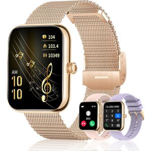 Montre Connect&eacute;e Femme,1.81"" Full &Eacute;cran Watch Avec Appel Bluetooth 100+ Sport Mod Moniteur De Fr&eacute;quence Cardiaque Podometre Montre Intelligent Compatible Android Ios, (Or Rose)[MON8300518] - Neuf