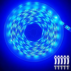 Kalanka-Ruban Led 5m Bleu, 12v Bandeau Led Autocollant 300 Leds Smd 2835, Ip65 &Eacute;tanche, Flexible D&eacute;coupable Bande Led Pour Plafond, Escalier, Armoire, Chambre, Vitrines (Adaptateurs Non Inclus) - Neuf