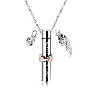 Collier Urne Funéraire Personnalisé Avec Cylindres, Ensemble Commémoratif, Médaillon Souvenir Pour Cendres Gravées À Jamais, Pendentif Urne Pour Animal De Compagnie Humain. - Neuf