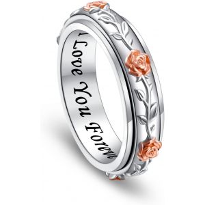 Yemaesre-Bague D'anxiété Pour Femme - En Argent Sterling 925 - Pour Soulager L'anxiété - Soulagement De L'ennui, Du Tdah Et De L'autisme - Anneau Anti-Anxiété - Pour Femmes, Hommes, Adolescents, Arge - Neuf