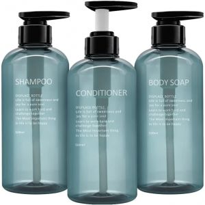 500 ML Lot de 3 Distributeur de Savon en Plastique avec Pompe,Distributeur de Savon en Vide pour Salle de Bain,Cuisine,Rechargeable Distributeur Savon pour Lotion,Gel Douche et Shampooing.[L70] - Neuf