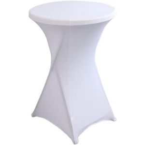 Sjzg-Stretch Nappe Housse Lavable Nappe Mange Debout Ronde Protection Pour Bar Table De Banquet De Mariage Table Cocktail Haute De Bistro (Blanc, Diam&egrave;tre 80-85 Cm) - Neuf