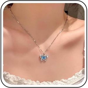 Kal-Collier Tour De Cou Papillon En Cristal De Bohème Collier Pendentif Papillon En Saphir Argent Collier Collier Papillon En Cz Collier Papillon En Strass Collier Papillon Creux Bijoux Pour - Neuf