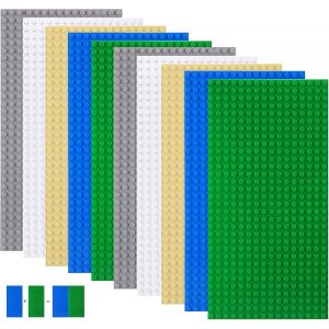 DDA-Lot de 10 plaques de construction - Compatible avec la plupart des marques - Plaques de base rectangulaires de 25,6 x 12,8 cm - Avec 16 x 32 picots (sable, gris, vert, bleu, blanc, 25,6 x - Neuf