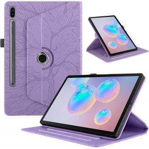 KAL-Coque Tablette Samsung Galaxy Tab S6 10.5 Pouces 2019 Coque Sm-T860/T865 &Eacute;tuis Pu Cuir 360&deg;Rotatif Multi-Angle Stand Flip Protection Housse Samsung Galaxy Tab S6 Rotating Cover, Violette - Neuf