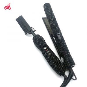 Ensemble Lisseur Et Peigne Chaud Avec Strass,Fer Plat À Haute Température,Combo Peigne Chauffant Lisseur Lisseur Cheveux - Type S-Black - Neuf
