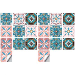 Lot de 20 stickers muraux r&eacute;utilisables en PVC imitation carrelage - Autocollants pour surfaces lisses - 10 x 10 cm - Neuf