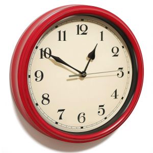 Horloge murale rustique, horloge silencieuse de style campagnard de 28 cm (rouge) - Neuf