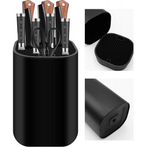 Mevronisshop-Bloc Couteaux Cuisine Vide Noir, D&eacute;tachable Range Couteaux De Cuisine, Rangement Couteaux Cuisine Universel, Porte Couteaux De Cuisine Avec 21 Fentes Et Design D'&eacute;coulement - Neuf