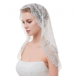 Voile De Mariee Court En Dentelle, Simple Couche, Elegant, De Haute Qualite, Pour Mariages, Baptemes, Eglises, Blanc - Neuf