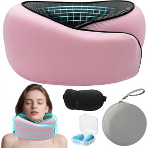 Trahoo-Oreiller De Voyage En Mousse À Mémoire De Forme,Leave Coussin De Voyage 360°,Coussin Avion,Coussin De Nuque,Mémoire De Forme Cou,Oreiller De Voyage,Travel Neck Pillow Pour Avion, Voiture - Neuf