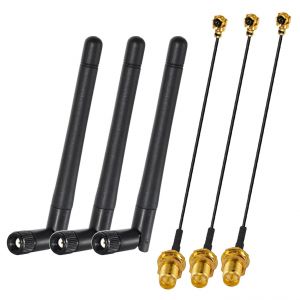 3 Pièces 2.4G/5G Double Bande WiFi RP-SMA Antenne, Antenne WiFi Bi-Bande pour Carte WiFi/Routeur Réseau sans Fil/Booster WiFi + 3 Pièces U.FL vers RP SMA Femelle Pigtail Câble - Neuf