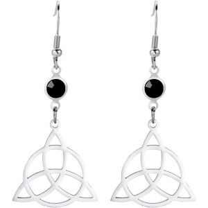Kal-Triple Lune Déesse Pentagram Croissant De Lune Pendentif Boucles D'oreilles Amulette Wiccan Bijoux En Acier Inoxydable Bijoux Cadeau Fille Femme - Neuf
