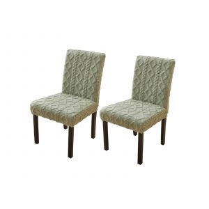 Lot De 2 Housses De Chaise Jacquard Vertes Universelles - Neuf