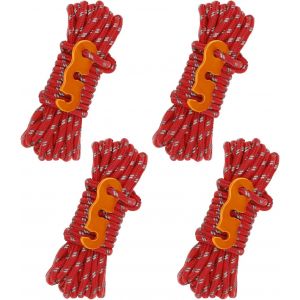 Eryi-Corde De Tente Réfléchissante, 4 M Corde En Nylon Diamètre 4 Mm Ficelle Avec Tendeur Pour Camping Randonnée Bâche Auvent (4 Pièces Rouge) - Neuf