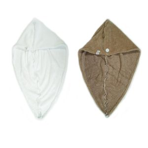 Kal-Serviette Cheveux Micro-Éponge Bambou X2 - Absorbante Et Douce - Séchage Rapide - Turban Cheveux À Fixation Par Bouton - Fabrication Française (Blanc Cappuccino) - Neuf