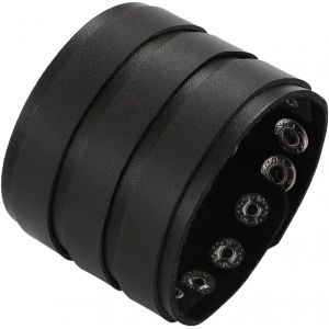 Eryi-2pcs Bracelets En Cuir Pu Hip-Hop Punk Rock Manchette No Spike Bracelet Gothique Couple Noir Pour Hommes - Neuf