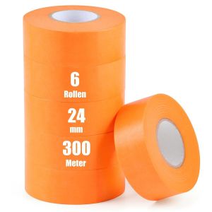 Lot de 6 rouleaux de ruban adhésif de masquage pour peintre,24 mm x 50 m,doré,imperméable,résistant à la chaleur,résistant aux UV - Neuf