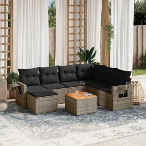 Prolenta Premium - Salon De Jardin 8 Pcs Avec Coussins Gris R&eacute;sine Tress&eacute;e - Neuf