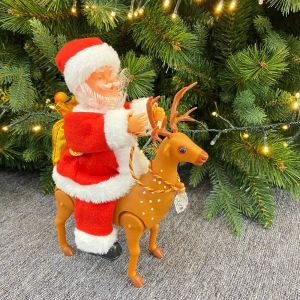 D&eacute;coration De No&euml;l Walkable Nouveaut&eacute; En Plastique Elk Tirant Tra&icirc;neau P&egrave;re No&euml;l Jouet Pour Parties_B - Neuf