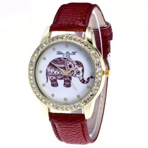 Zhoulianfa &Agrave; La Mode Loisir Lichee Cuir &Eacute;l&eacute;phant Montre-Bracelet &Agrave; Quartz F-375-A (Caf&eacute;) - Neuf