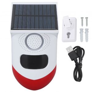 Alarme De Securite Exterieure Sans Fil A Energie Solaire Avec Detecteur De Mouvement Et Alerte Sonore Et Lumineuse - Neuf