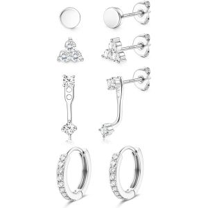 Kal-4 Paires Boucles D'oreilles Femme Argent 925 Helix Piercing Oreille Creoles Plaqué Or 14k/Argent Femme Petites Boucles D'oreilles Ensemble Pour Plusieurs Piercings Oreille Cartilage - Neuf