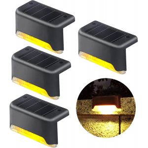 Lampes De Pont Solaires,4 Pack Lampes Solaires Led Blanc Chaud Etanches,Lampes D'escalier Extérieur,Lampes De Marche,Lampes De Clôture - Neuf