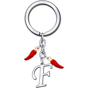 Kal-Porte-Cl&eacute;s Initial A-Z, Pendentif D&eacute;coratif Piment, Cadeau Pour Femme Homme, Anniversaire No&euml;l - Neuf