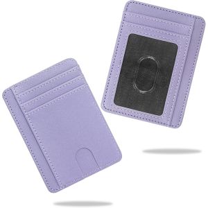 CAUC-Mini porte-monnaie fin pour femme - En cuir - Minimaliste - Avec protection RFID, lilas, s, Moderne - Neuf